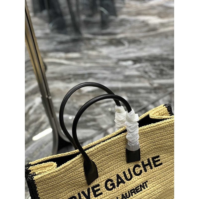 Saint Laurent Rive Gauche Straw Vertical Shopping Bag