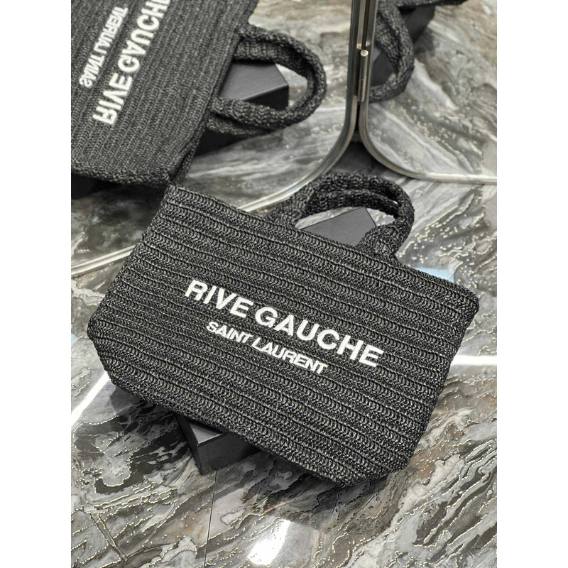 Saint Laurent Rive Gauche Soft Tote Bag In Crocheted Raffia
