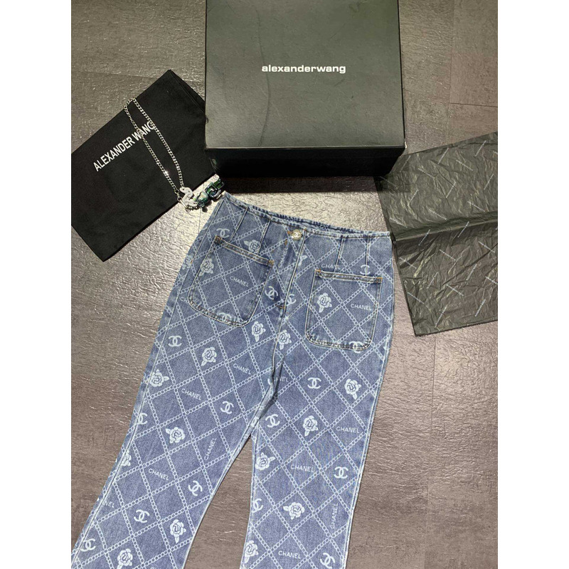 Ch*el cc logo jeans blue