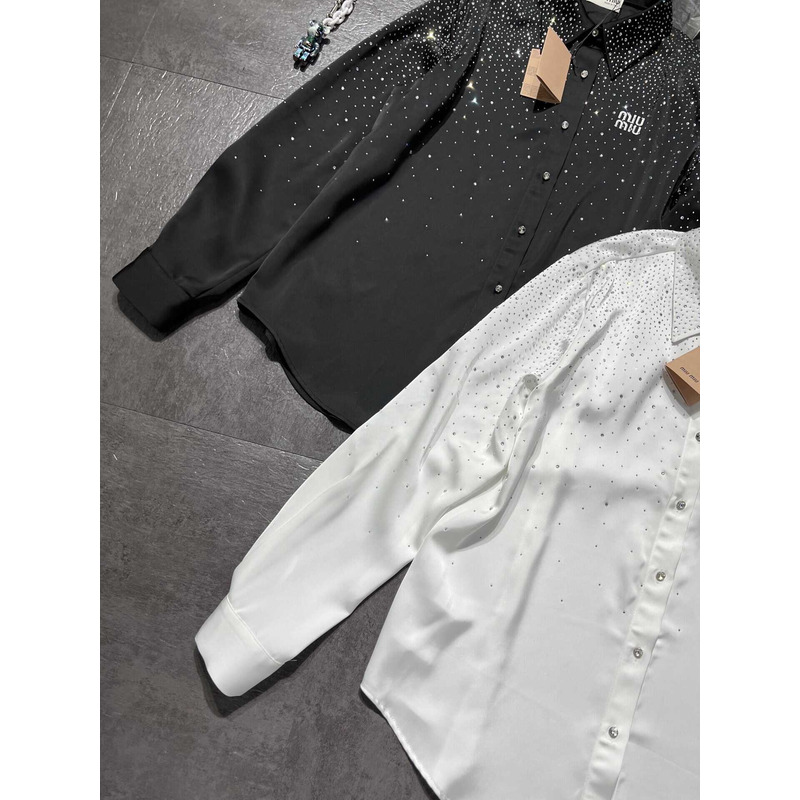 Miu Miu Logo Long Sleeves Shirt Black