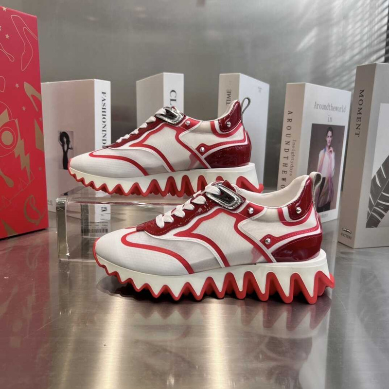 Ch**an louboutin sharkina sneaker white red