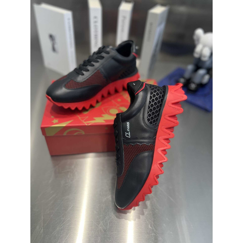 Ch**an louboutin loubishark crystal-embellished sneakers in black/loubi