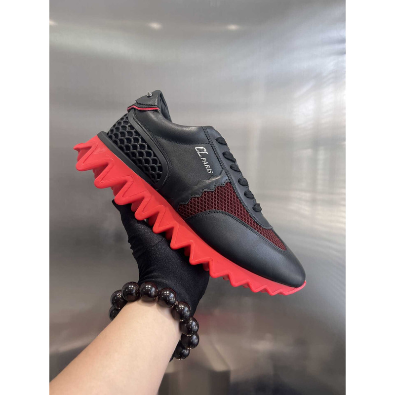 Ch**an louboutin loubishark crystal-embellished sneakers in black/loubi
