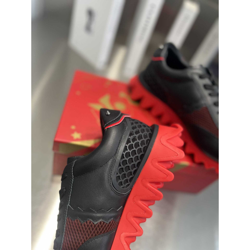 Ch**an louboutin loubishark crystal-embellished sneakers in black/loubi