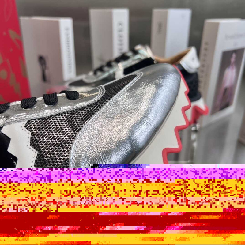 Ch**an louboutin loubishark silver black sneakers