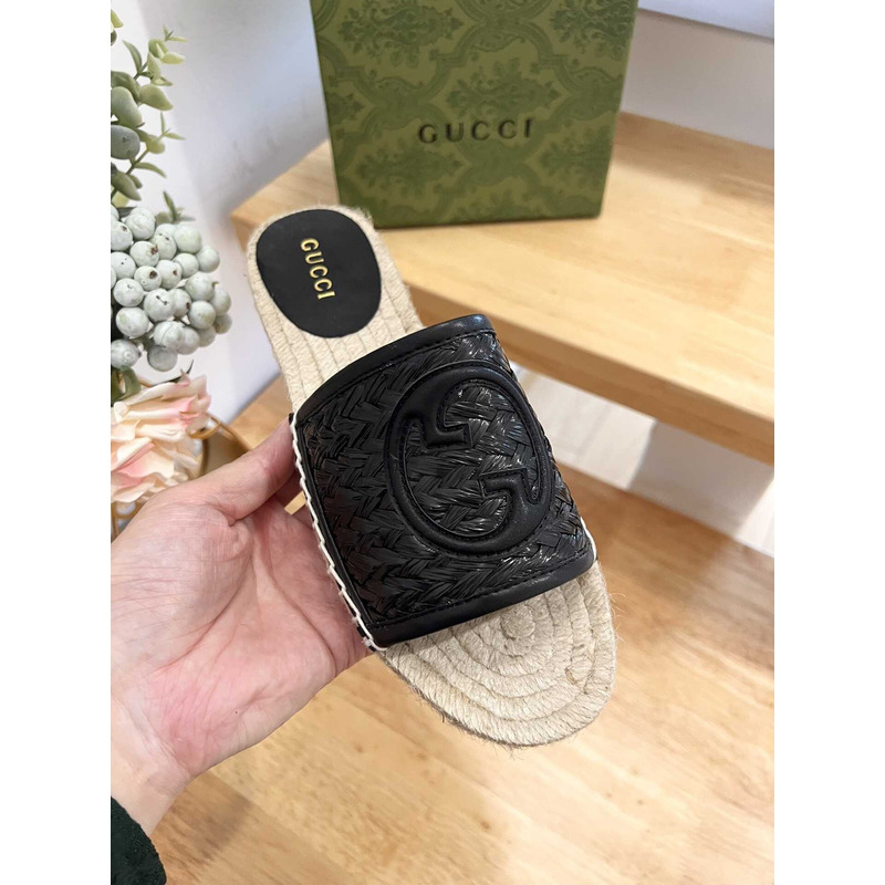 G*u*i pilar gg matelasse espadrille slide sandal black