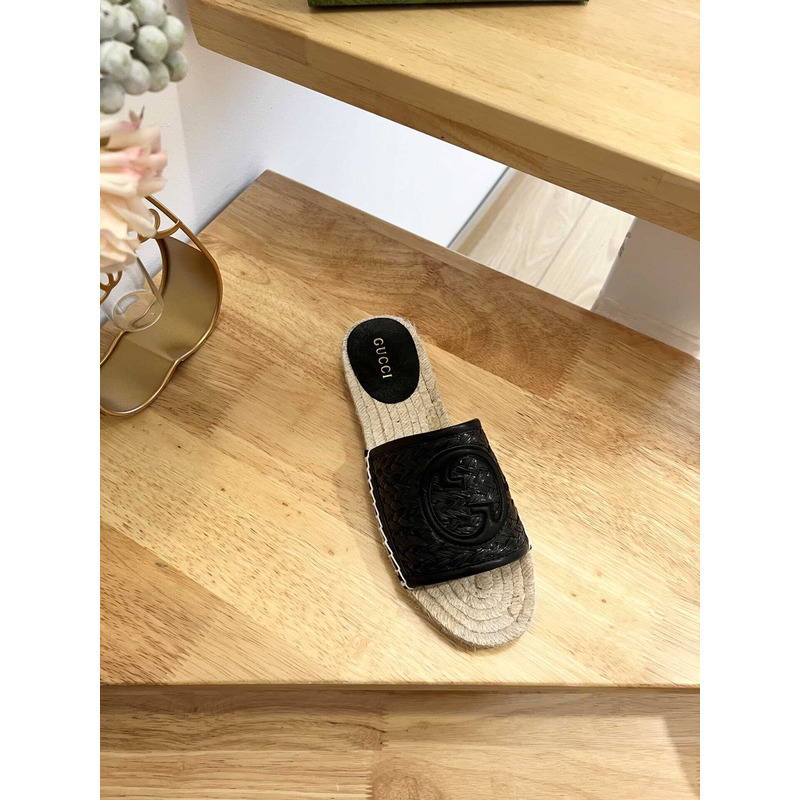 G*u*i pilar gg matelasse espadrille slide sandal black