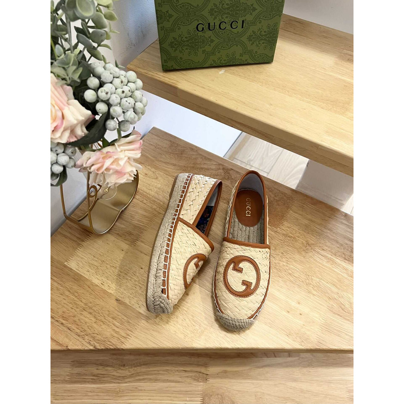 G*u*i interlocking g espadrilles beige and brown