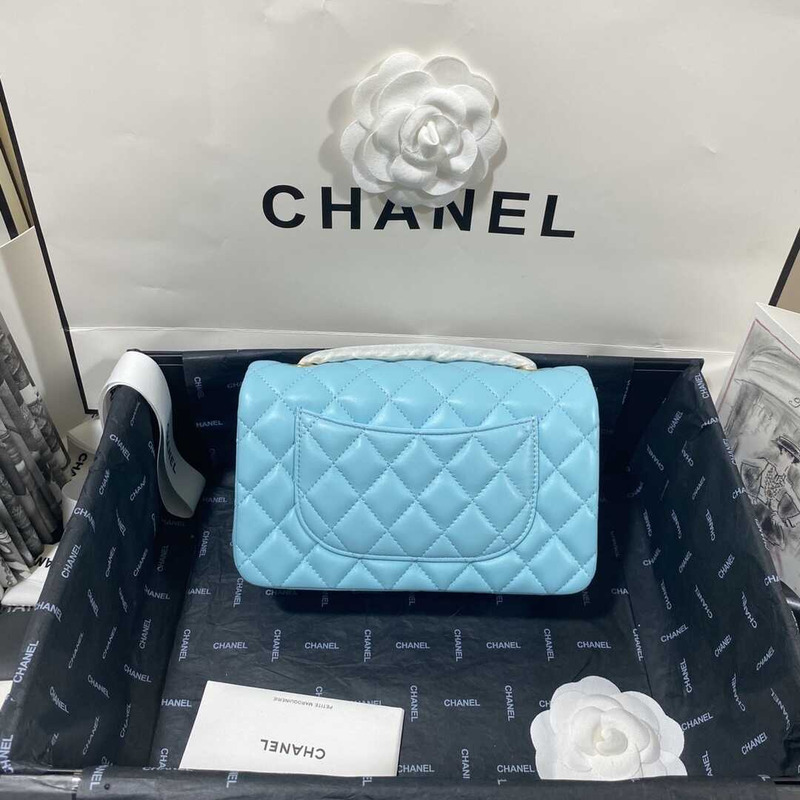 Ch*el classic flap mini  shoulder bag blue