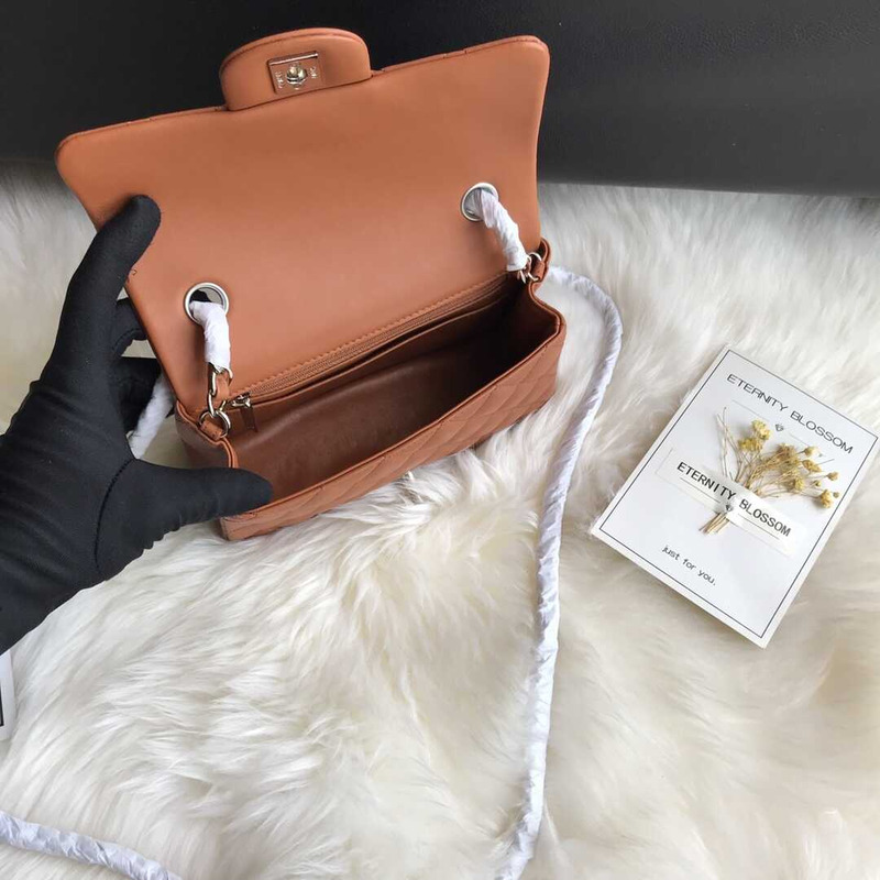 Ch*el classic flap mini  shoulder bag brown
