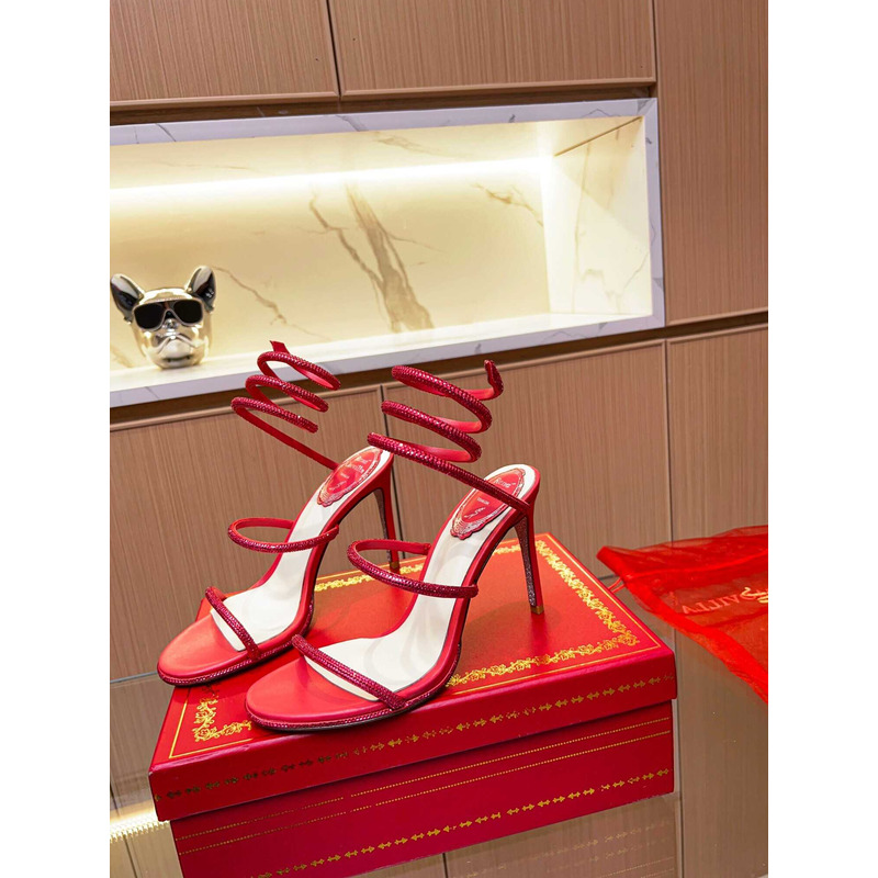 Rene Caovilla Caovilla Cleo Jewel Stiletto Sandals Red