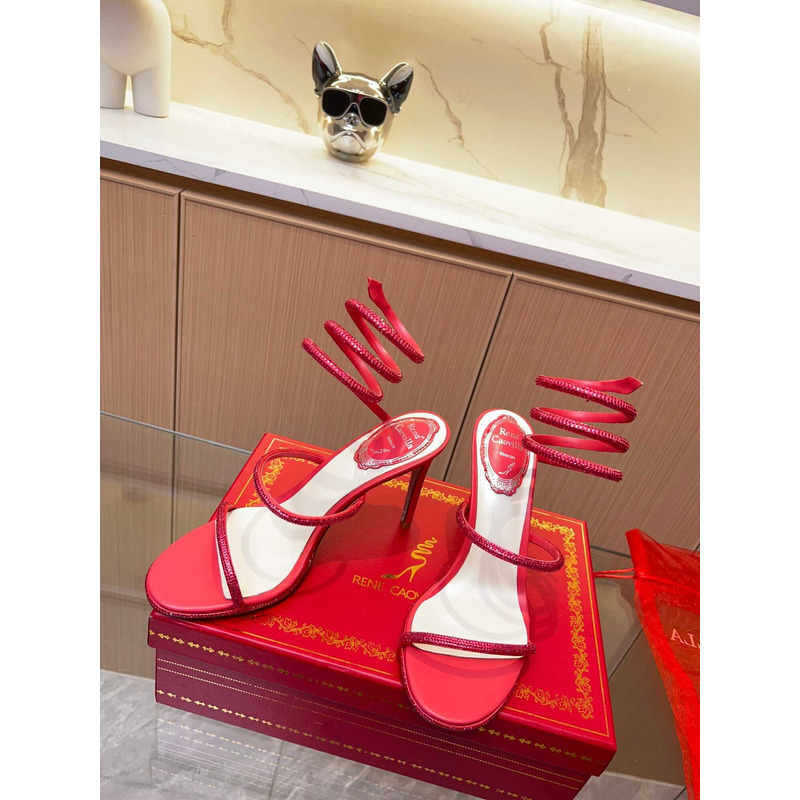 Rene Caovilla Caovilla Cleo Jewel Stiletto Sandals Red