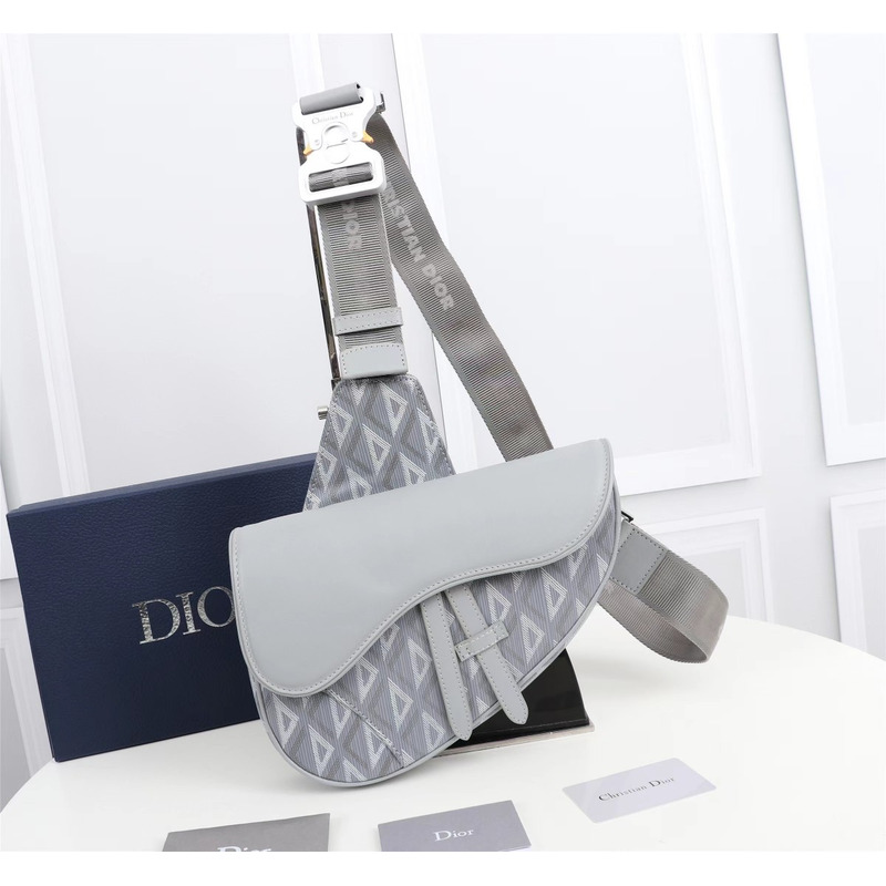 d*or essentials  saddle bag d*or gray cd Di*m*nd canvas and smooth calfskin