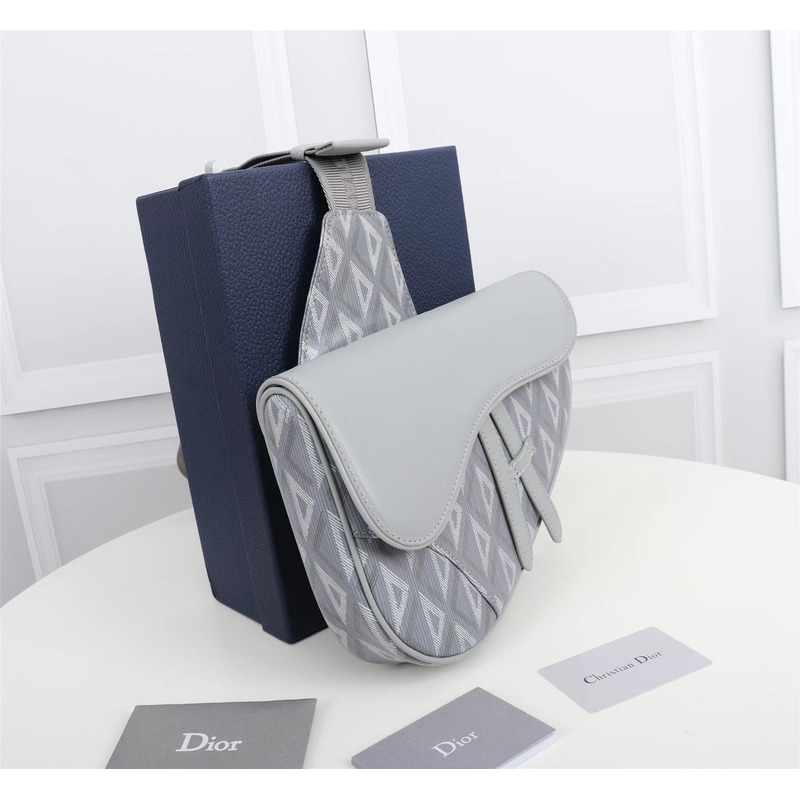 d*or essentials  saddle bag d*or gray cd Di*m*nd canvas and smooth calfskin