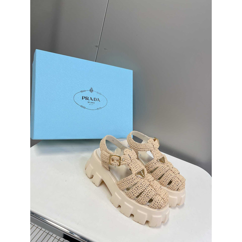 Pra*a knit boulder foam rubber 55mm sandal beige