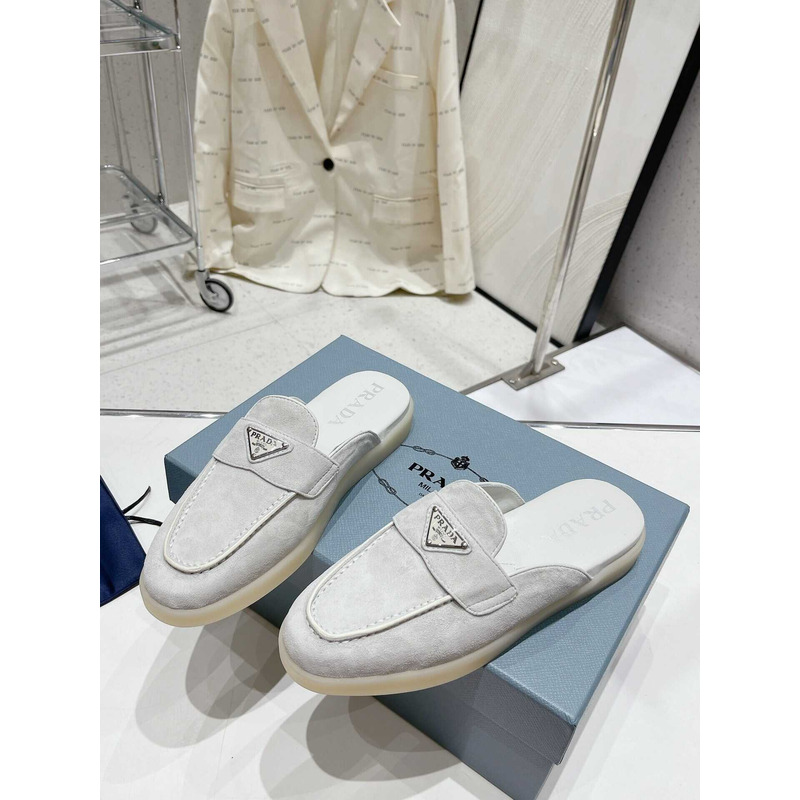 Pra*a leather mule sandals gray