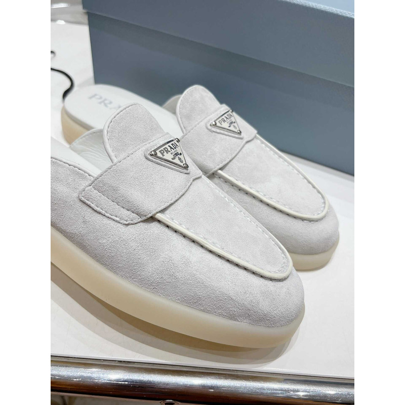 Pra*a leather mule sandals gray