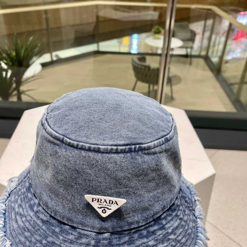 Pra*a denim bucket hat with daisy blue