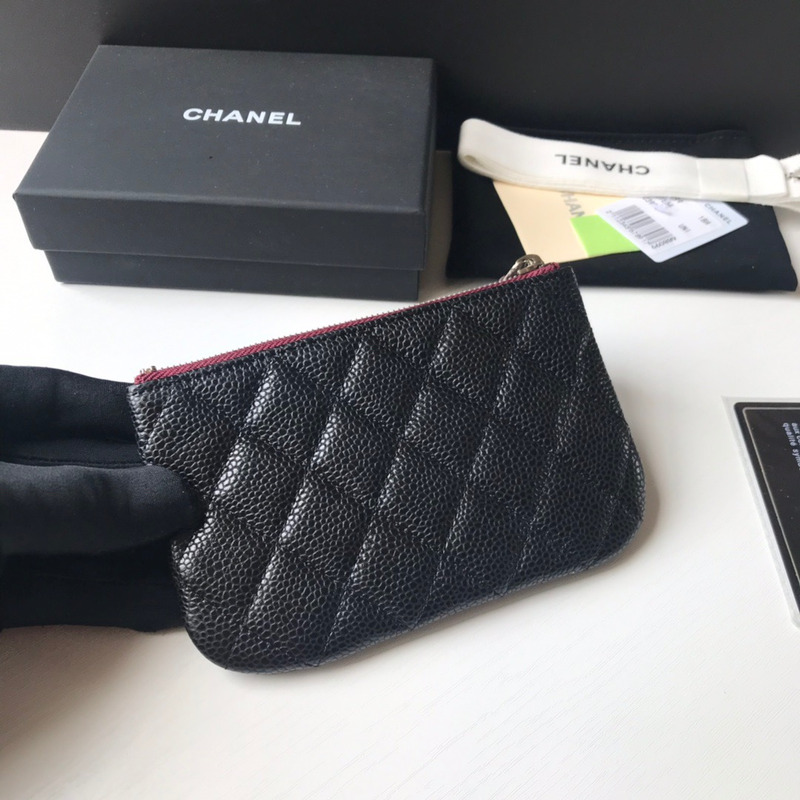 Ch*el caviar quilted small cosmetic case black