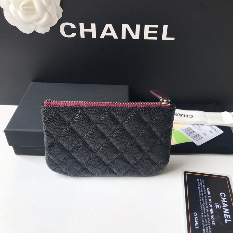 Ch*el caviar quilted small cosmetic case black