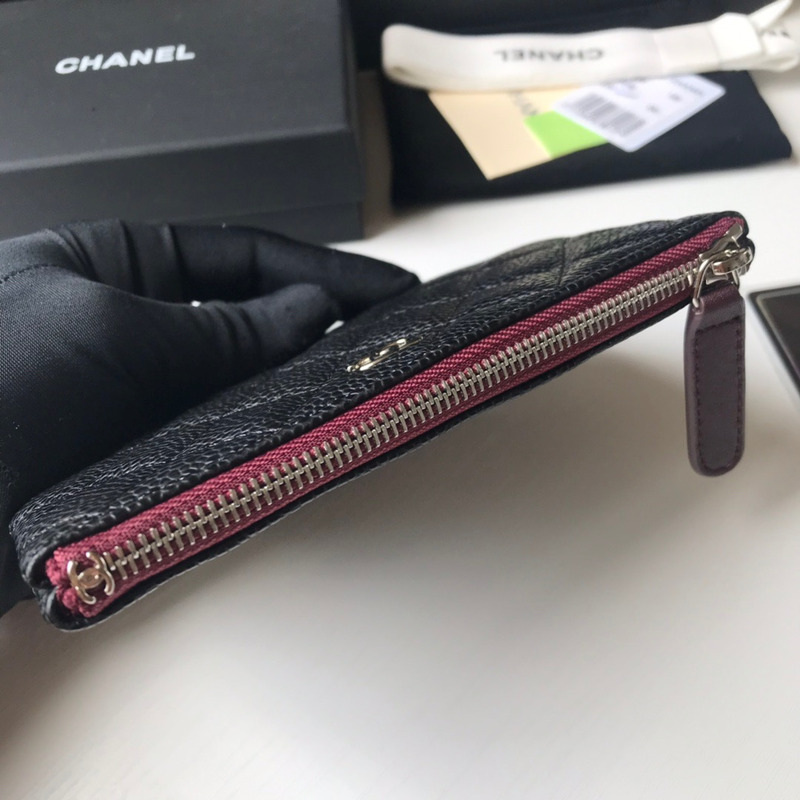 Ch*el caviar quilted small cosmetic case black