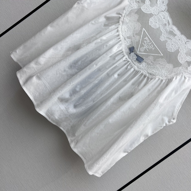 Pra*a lace patchwork sleeveless top white