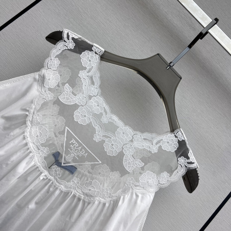 Pra*a lace patchwork sleeveless top white