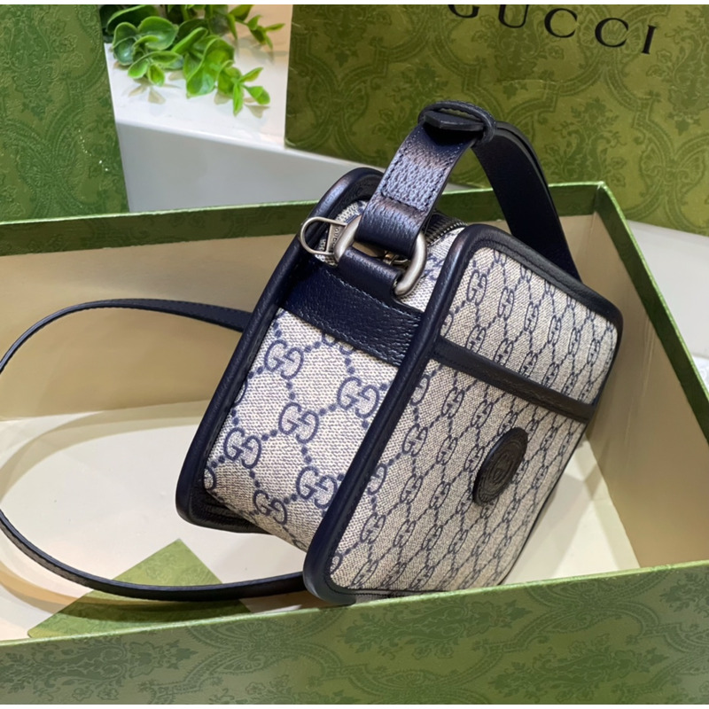 G*u*i mini bag with interlocking g dark blue