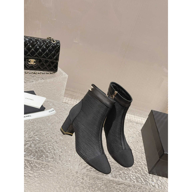 Ch*el chunky heel zipper martin boots black