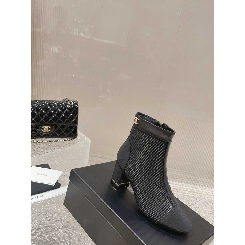 Ch*el chunky heel zipper martin boots black