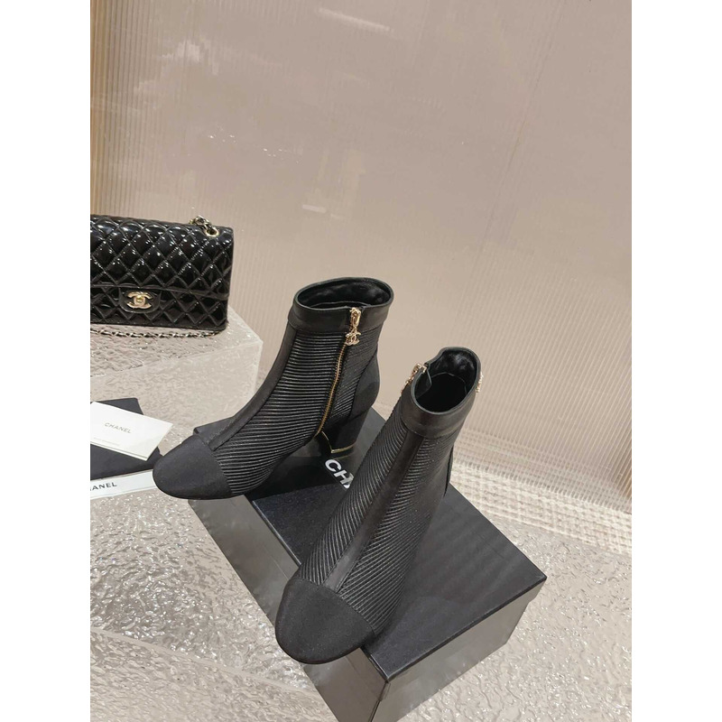 Ch*el chunky heel zipper martin boots black