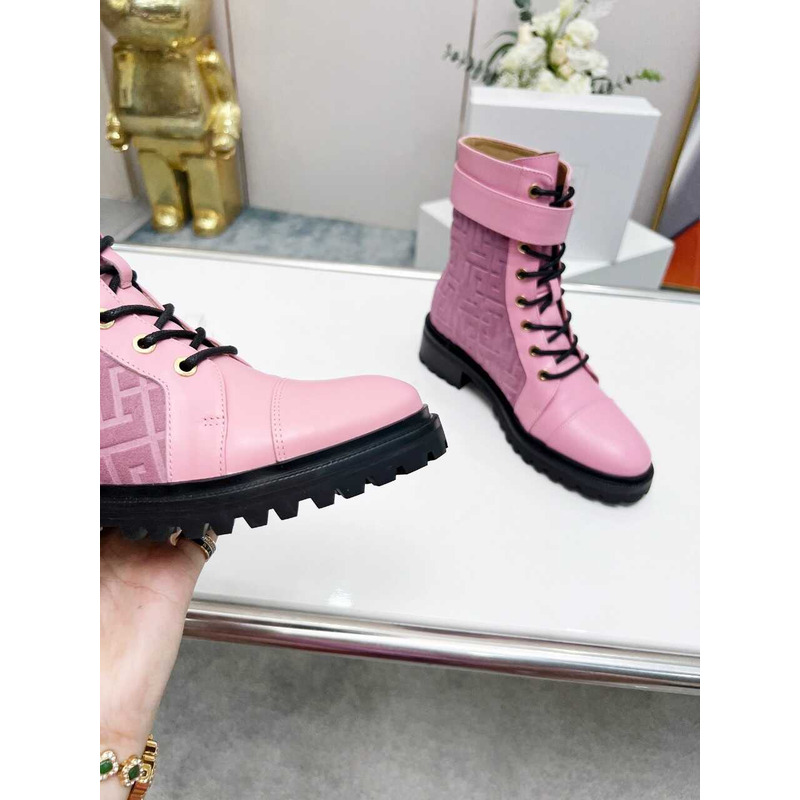 Balmain Ranger Romy Jacquard Booties Pink