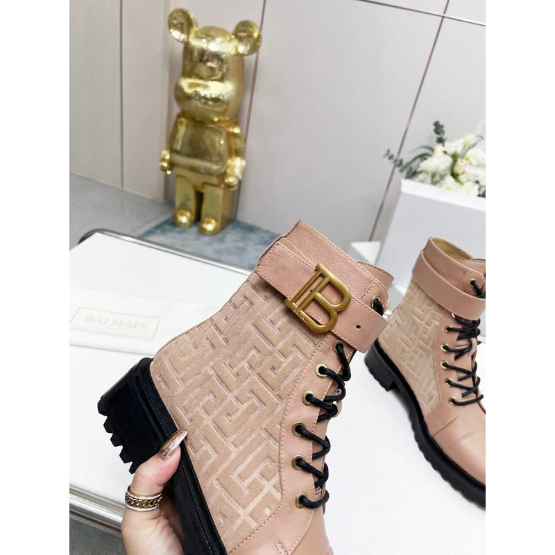 Balmain Ranger Romy Jacquard Booties Nude