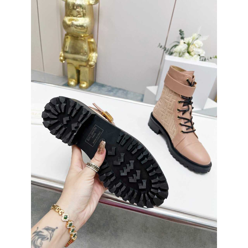 Balmain Ranger Romy Jacquard Booties Nude