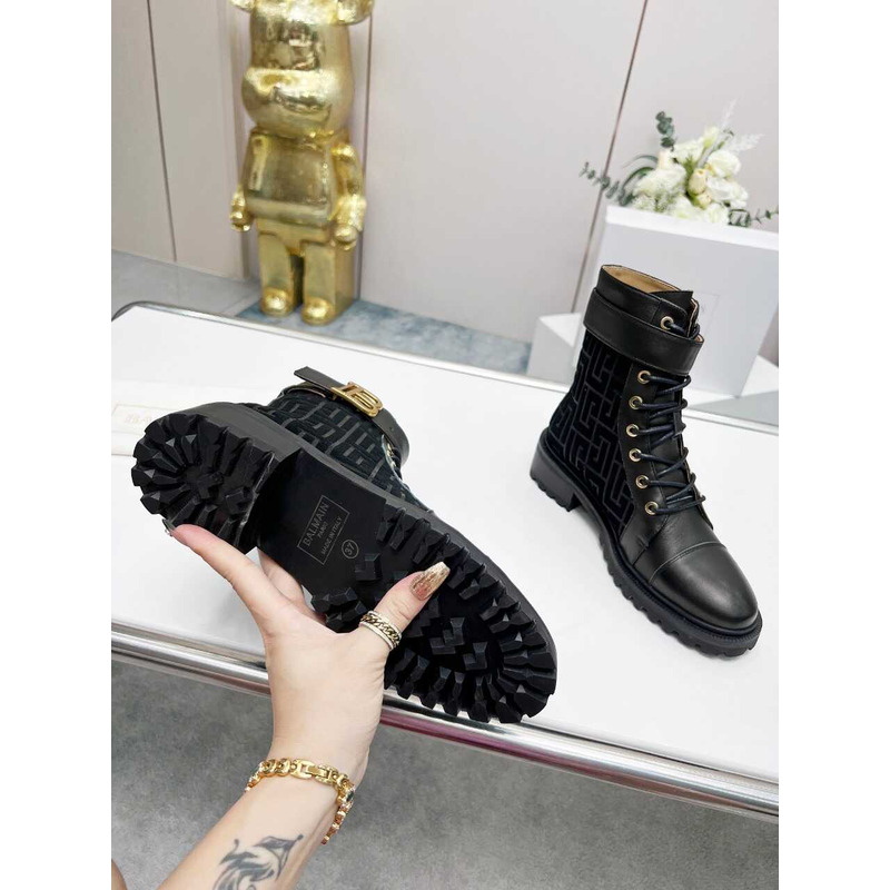 Balmain Ranger Romy Jacquard Booties Black