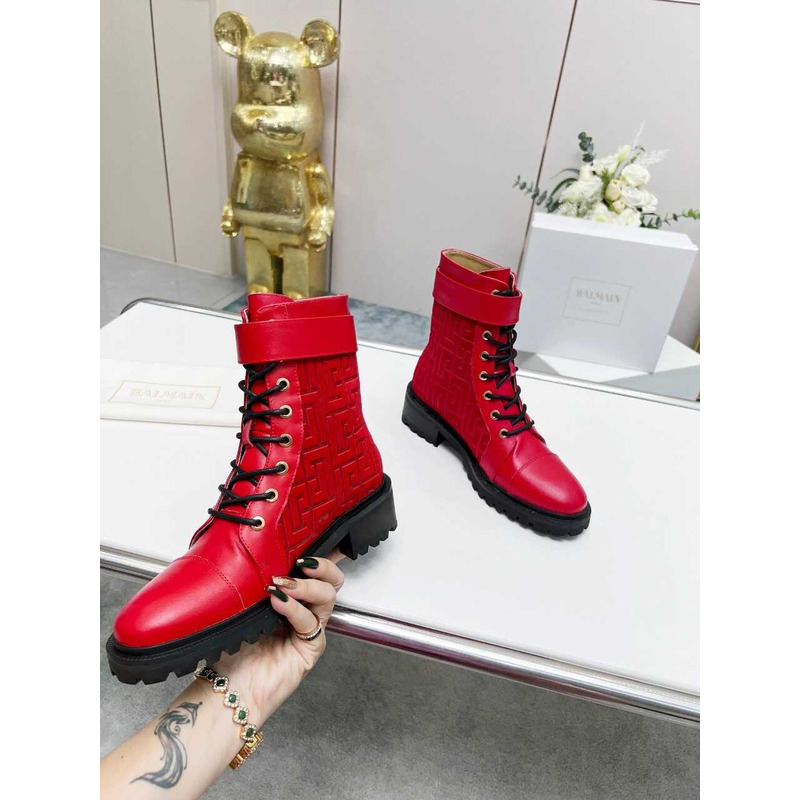 Balmain Ranger Romy Jacquard Booties Red