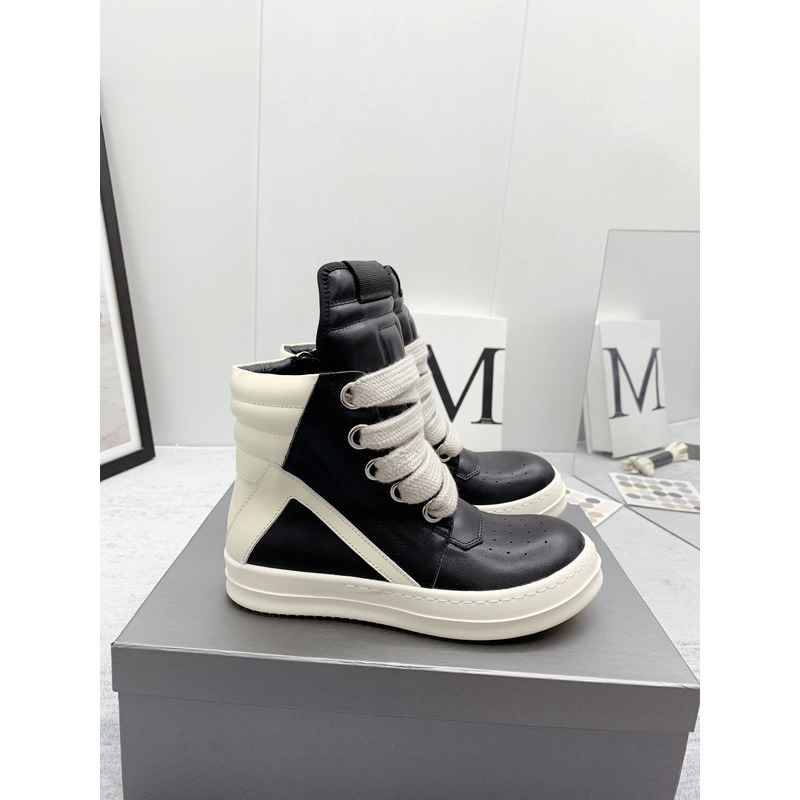 Rick Owens Geobasket High Top Sneakers Thick Lace Black