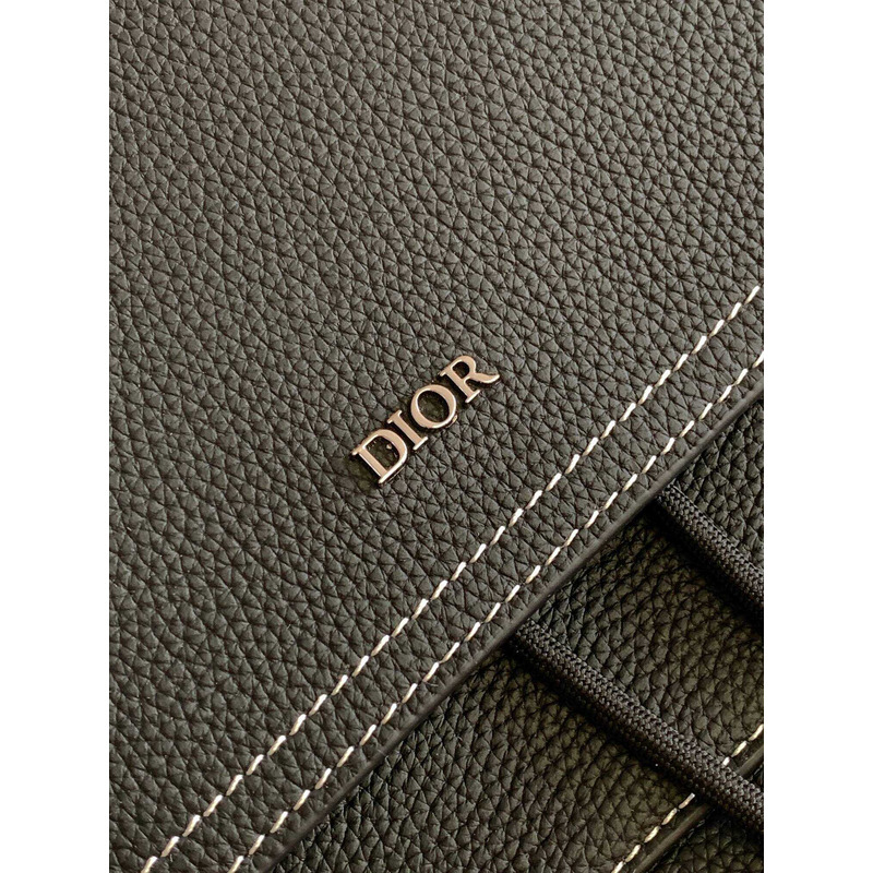 D*or saddle rucksack black grained-leather