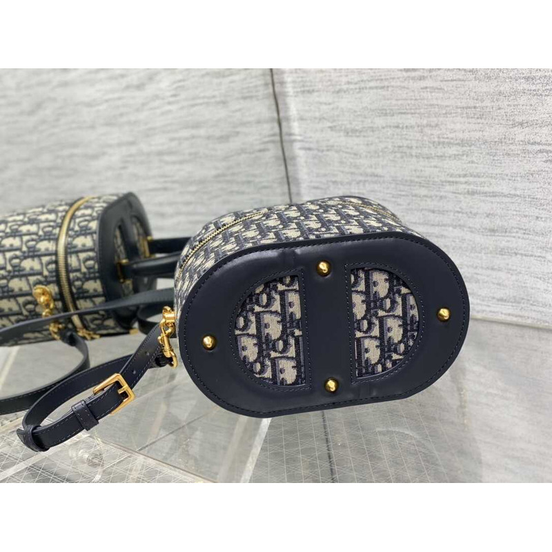 D*or small cd logo cosmetic bag oblique black D*or oblique jacquard