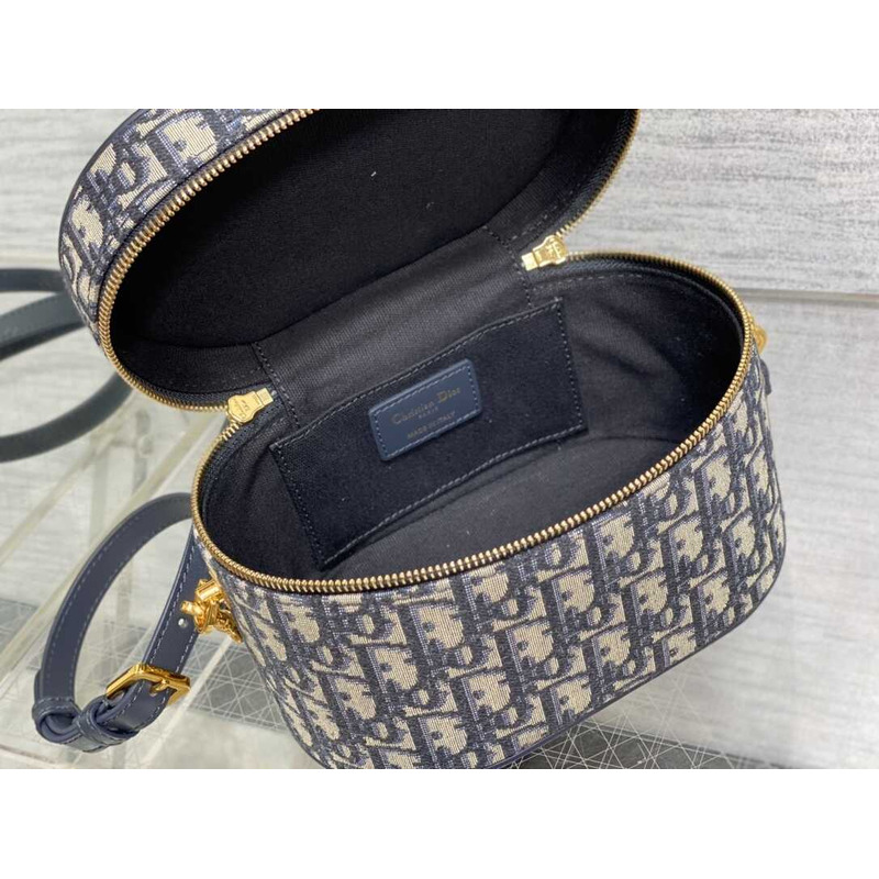 D*or small cd logo cosmetic bag oblique black D*or oblique jacquard