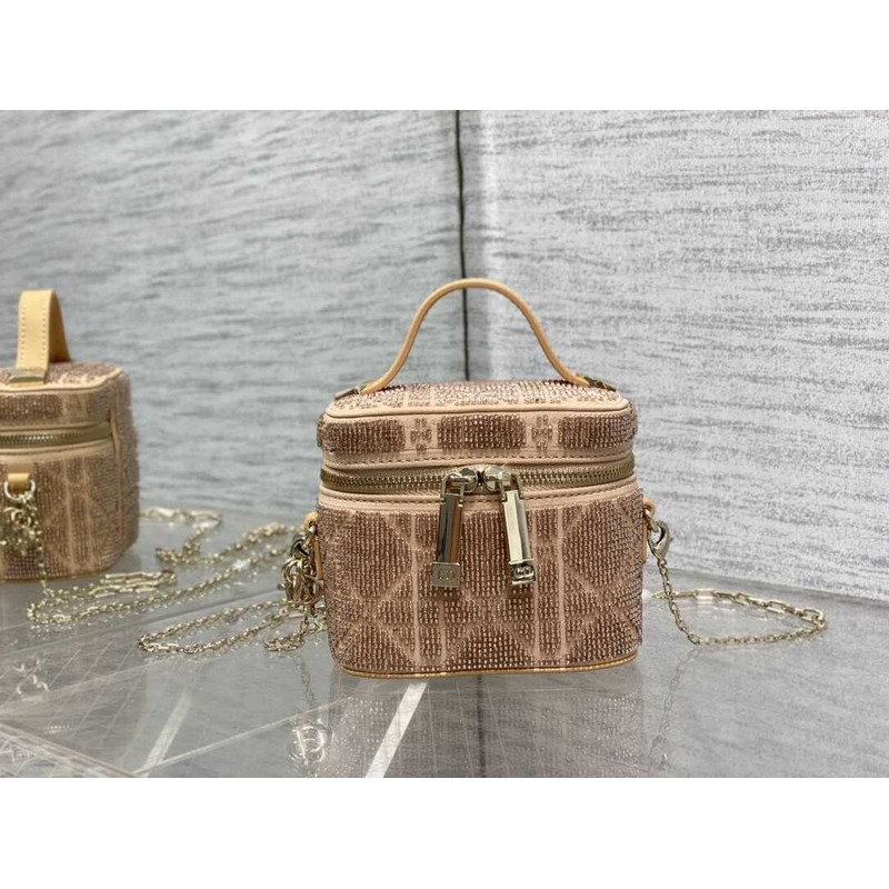 D*or small cd logo cosmetic bag nude