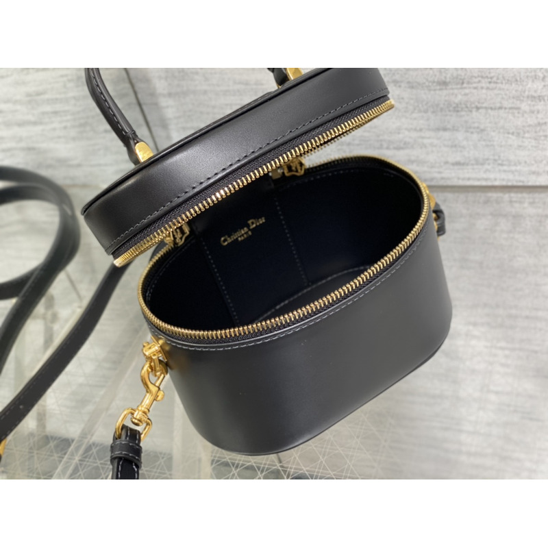 D*or small cd logo cosmetic bag leather black