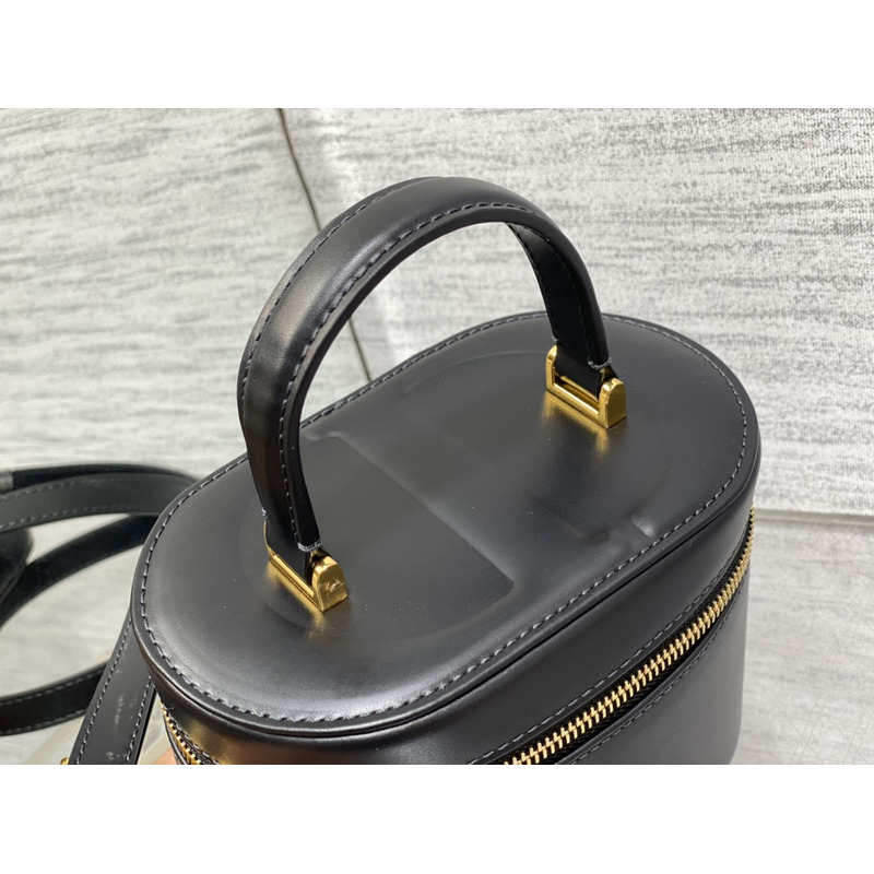 D*or small cd logo cosmetic bag leather black