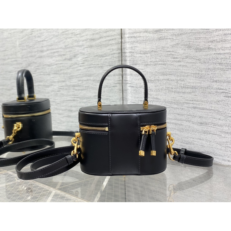 D*or small cd logo cosmetic bag leather black