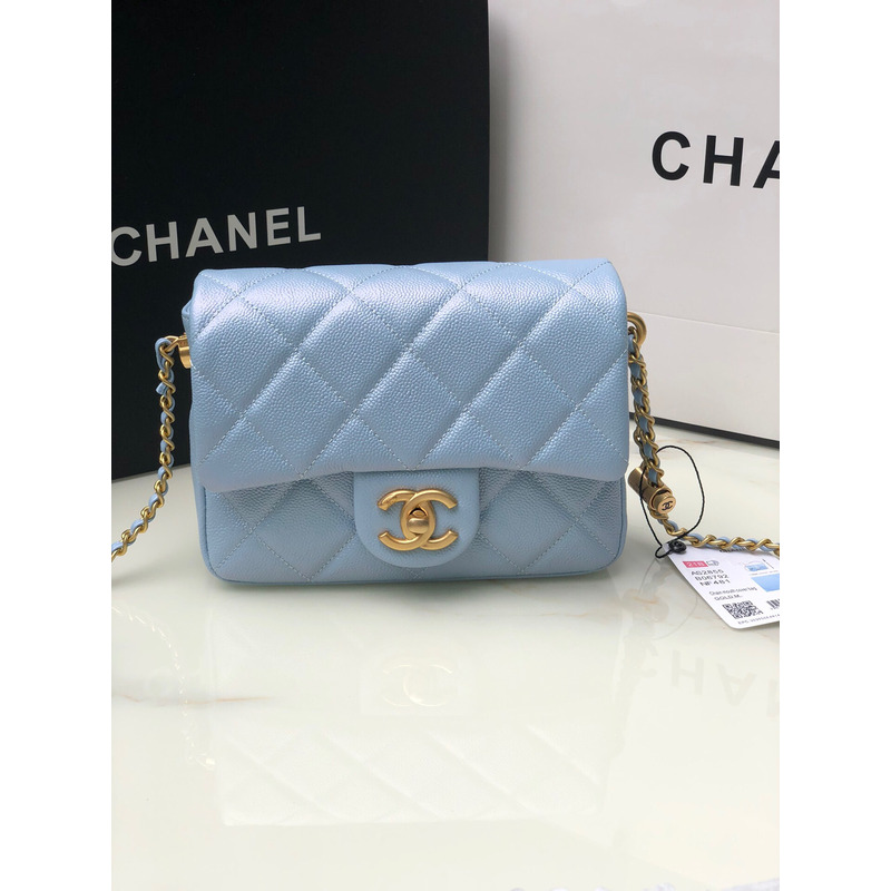 Ch*el classic flap mini square shoulder bag blue