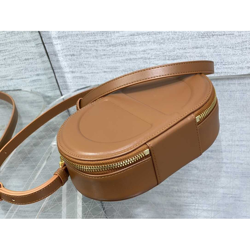 D*or cd signature oval camera bag latte calfskin brown