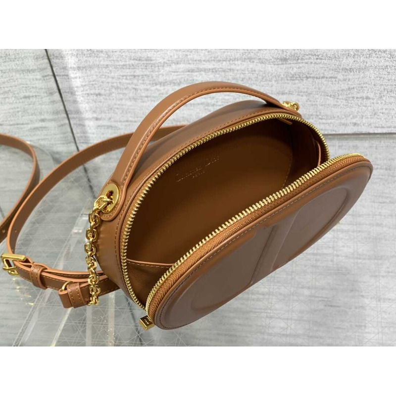 D*or cd signature oval camera bag latte calfskin brown