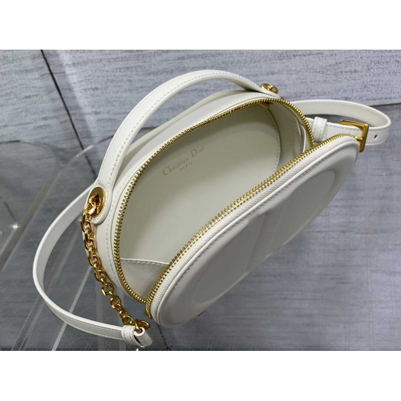 D*or cd signature oval camera bag latte calfskin white