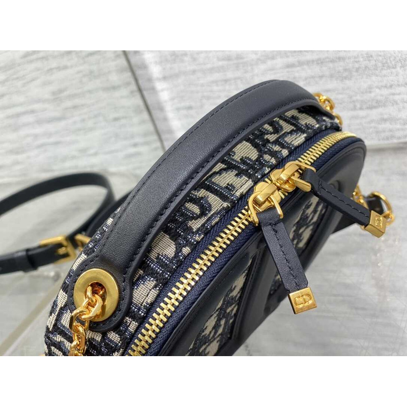 D*or cd logo oval camera bag blue D*or oblique jacquard