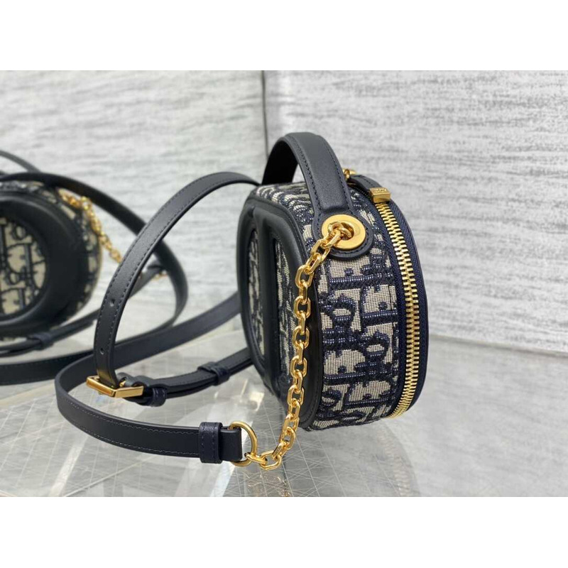 D*or cd logo oval camera bag blue D*or oblique jacquard